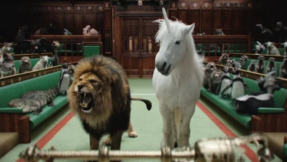 Lion and horse in a court, representing some of the best animation production examples