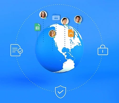 Globe surrounded by various image outlines, showing design and animation in explainer videos