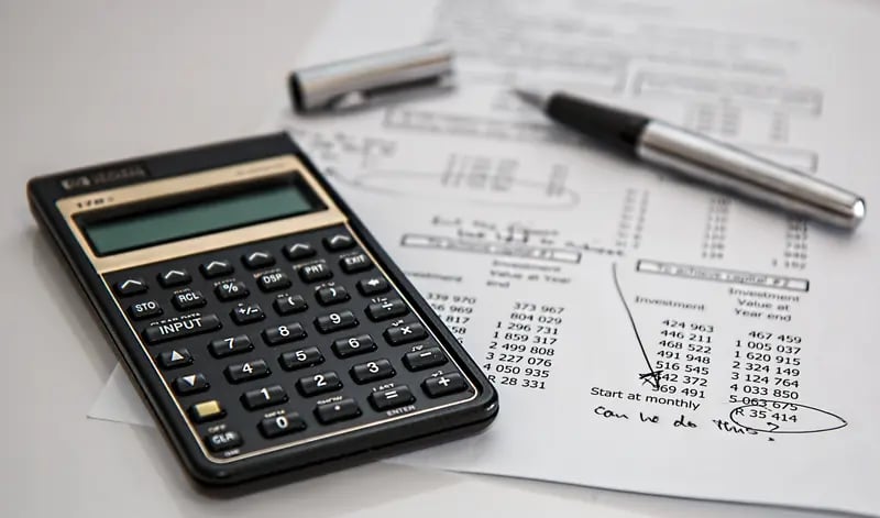 Paper with numbers calculating budget for video production