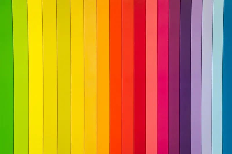 Rainbow of colours, used as part of a colour correction guide