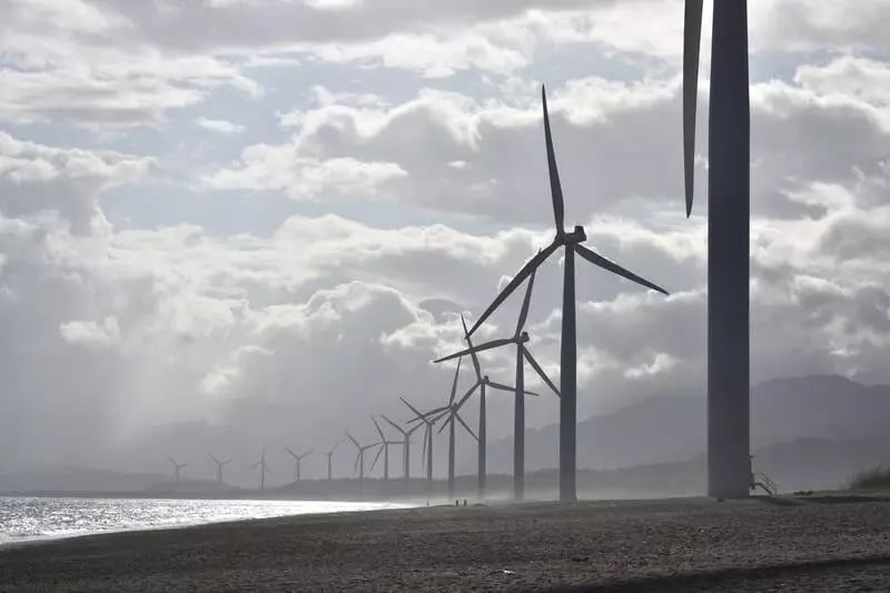 Shot of wind turbines as part of a video on tips for crafting messages for environmental causes
