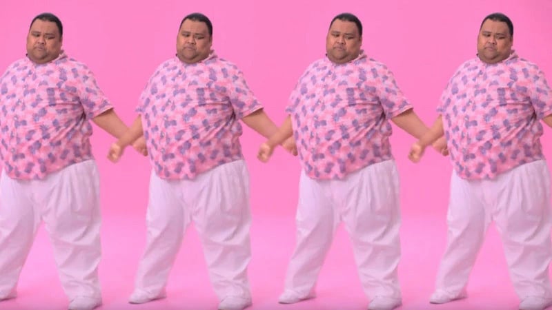 The man in pink