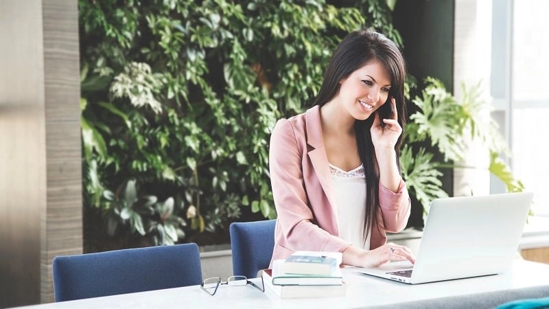 The woman on the phone 