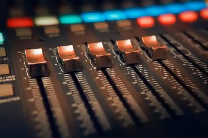 Sound desk used in royalty free music guide